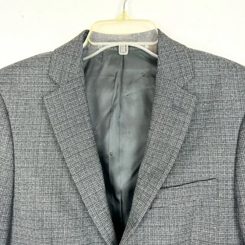 John Varvatos Men's Wool Sport Coat Blazer‎ Office Jacket Grey Pattern Size 36R